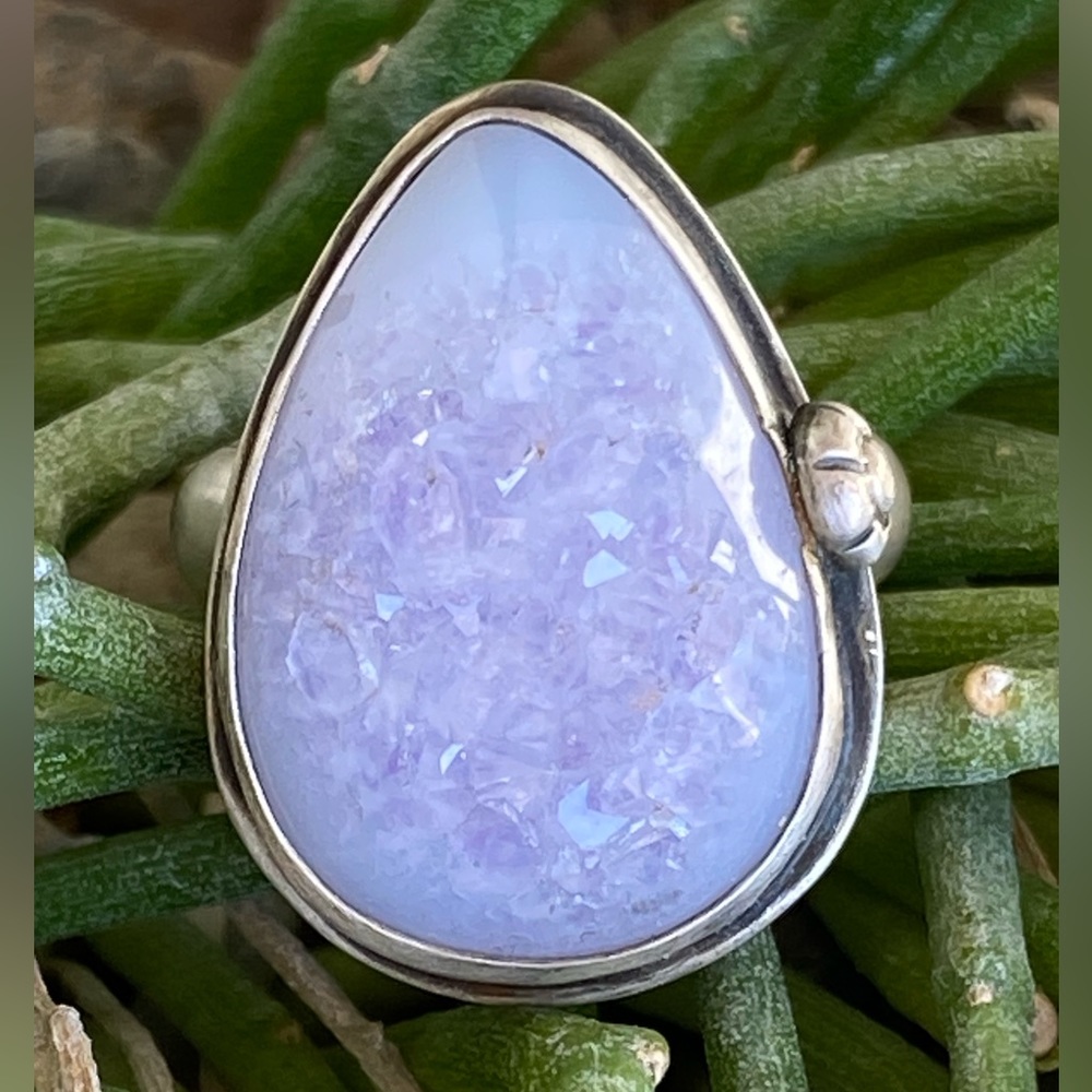 Purple Druzy Sterling Ring